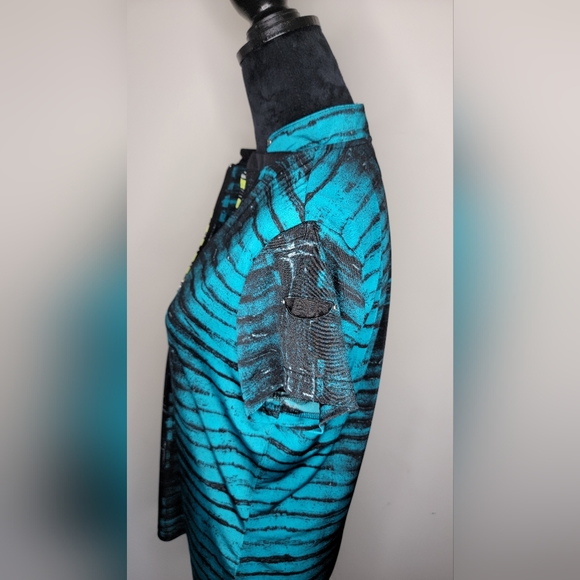 Jamie Sadock 1/4 Zip Short Sleeve 80's Pattern Golf Polo Shirt Top L - Picture 6 of 11